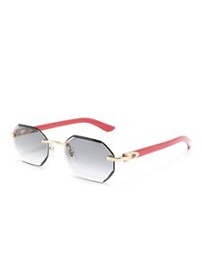 Cartier Eyewear logo-plaque geometric-frame sunglasses - Rood