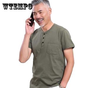 WTEMPO Summer Middle-aged and Elderly Short-sleeved Men's T-shirts with Real Pockets for The Elderly
