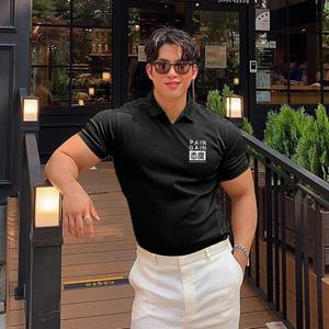 Muscleguys Summer New Short-sleeve T-shirt Men's Business Gentleman Printed Lapel POLO Shirt Simple and Fashionable Top To Work and Commute