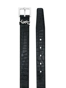 Saint Laurent Riem met krokodillen effect - Zwart