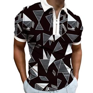 Casual Shirts For Mens Nieuwe mode-casual herenprint met korte mouwen en sport-rits POLO-shirt top