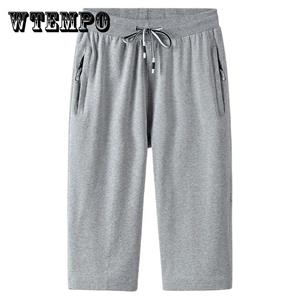 WTEMPO Summer Thin Cotton Casual Cropped Trousers Men's Straight Loose Large Size Sports Shorts