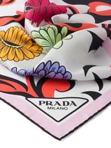 Prada Sjaal met bloemenprint - Wit
