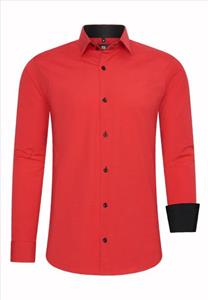Rusty Neal ItalianStyle - Herenoverhemd - Katoen - Slimfitmodel - Rood