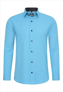 Rusty Neal Italian-Style - Heren Overhemd - Slim Fit Model - Turkis Blauw - Modaitalia