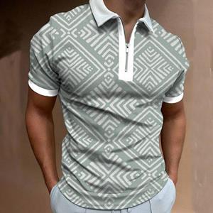 YuTong Fashion Mannen Persoonlijkheid Zomer Casual Mode Korte Mouw Rits Poloshirt, 3D Print Heren Persoonlijkheid Poloshirt.