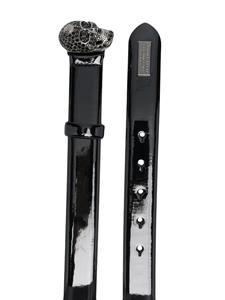 philippplein Philipp Plein Riem met kristallen doodskop - Zwart