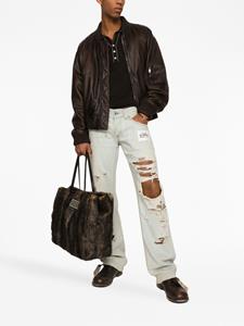 dolce&gabbana Dolce & Gabbana Leren bomberjack - Bruin
