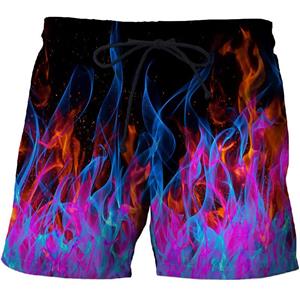 ETST WENDY 005 Heren Vlam Grafische Strandbroek 3D-geprinte sneldrogende shorts Herenshorts Casual sportbroeken Bermudashorts Zwembroeken