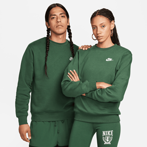 Nike Sportswear Club Fleece Crew Sweater Donkergroen Wit