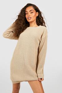 Boohoo Trui Jurk Met Crewneck, Stone