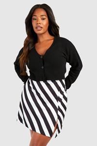 Boohoo Plus Stripe Split Hem Mini Skirt, Black