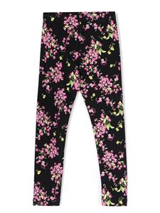Monnalisa Legging met bloemenprint - Zwart