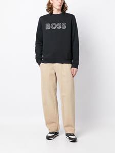 BOSS Sweater met geborduurd logo - Zwart