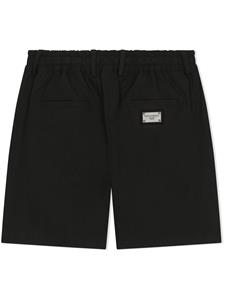 dolce&gabbanakids Dolce & Gabbana Kids Popeline shorts met logo label - Zwart