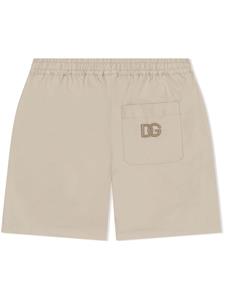dolce&gabbanakids Dolce & Gabbana Kids Shorts met geborduurd DG-logo - Beige