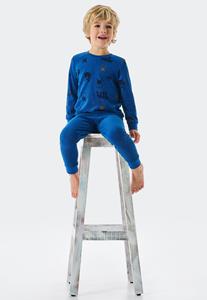 Schiesser Pyjama lang badstof biologisch katoen manchetten Vikings blauw - Boys World 