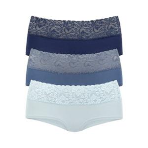 Vivance Hipster van elastische katoen met florale kant (3 stuks)