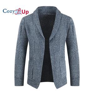 Mens Shawl Neck Cardigan Sweater Cable Knit Closure with Pockets Jacket Outerwear