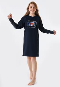 Schiesser Slaapshirt lange mouwen biologisch katoen universe nachtblauw - Teens Nightwear 