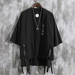 Zomer Heren Haori Vest Kimono Shirt Samurai Japanse Kleding Robes Loose Obi Male Yukata Jacket Streetwear Aziatische Kleding
