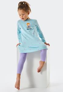 Schiesser Pyjama lang biologisch katoen volant legging ijsprinses edelstenen aqua - Girls World 