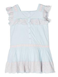 Jurk met ruchemouwen - Blauw