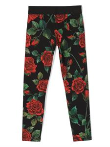 dolce&gabbanakids Dolce & Gabbana Kids Legging met bloemenprint - Zwart