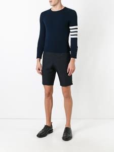 Thom Browne Short Crewneck Pullover With 4-Bar Stripe In Navy Blue Cashmere - Blauw