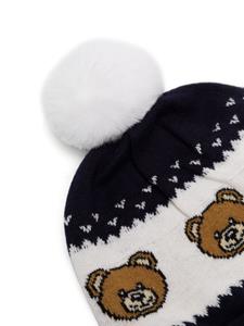 moschinokids Moschino Kids Leo Teddy geribbelde muts - Blauw