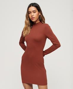 Superdry Vrouwen Jersey Mini-jurk met Hoge Hals Rood