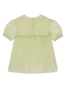 guccikids Gucci Kids Zijden organza jurk met geborduurde bloemen - Groen