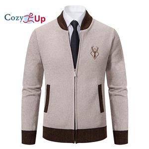 cozy up Spring Men's Cardigan Sweater Coat Top Zipper Slim Fit Standing Neck Knit Fashion Solid Color Sweater