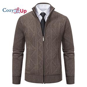 Cozy Up Men's Full Zip Cardigan Sweater Slim Fit Cable Knitted Zip Up Sweater with Pockets