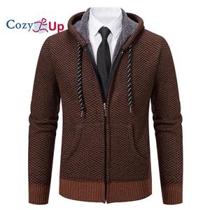 Cozy Up Men's Irish Cable Knitted Zip Hooded Cardigan