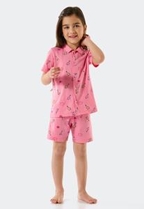 Schiesser Pyjama kort biologisch katoenen knoopsluiting ganzen varkens roze - Girls World 