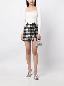 Self-Portrait Mini-rok met pied-de-poule print - Zwart