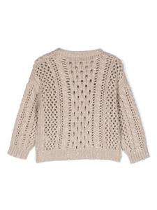 brunellocucinellikids Brunello Cucinelli Kids Opengebreide trui verfraaid met pailletten - Beige