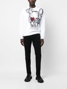 Sweater met doodskopprint - Wit