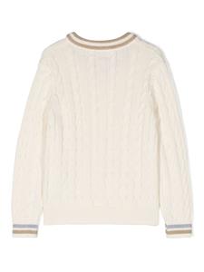 eleventykids Eleventy Kids Kabelgebreide trui - Beige