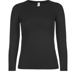 B&C Basic longsleeve shirt zwart voor dames