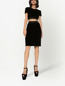 dolce&gabbana Dolce & Gabbana Gesmockte midi-rok met DG-logo - Zwart