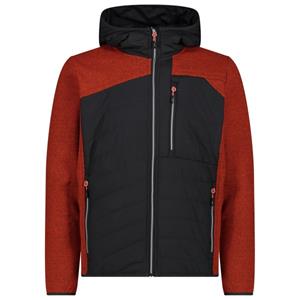 CMP  Jacket Hybrid Fix Hood Poly Pongee - Fleecevest, zwart/rood