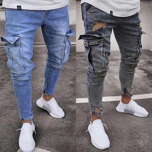 Perfect Y Spring And Autumn Men's Jeans Knee Hole Zipper Leggings