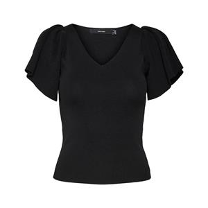 Vero Moda V-Ausschnitt-Pullover GINNY (1-tlg) Drapiert/gerafft