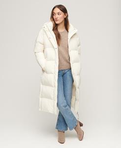 Superdry Vrouwen Lange Pufferjas met Capuchon Wit