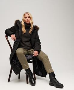 Superdry Vrouwen Lange Everest Pufferjas Zwart