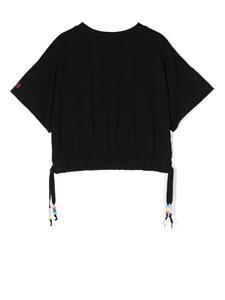 T-shirt met trekkoord afwerking - Zwart