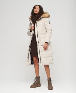 Superdry Vrouwen Lange Everest Pufferjas Beige