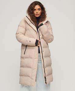 Superdry Vrouwen Lange Pufferjas met Capuchon Beige